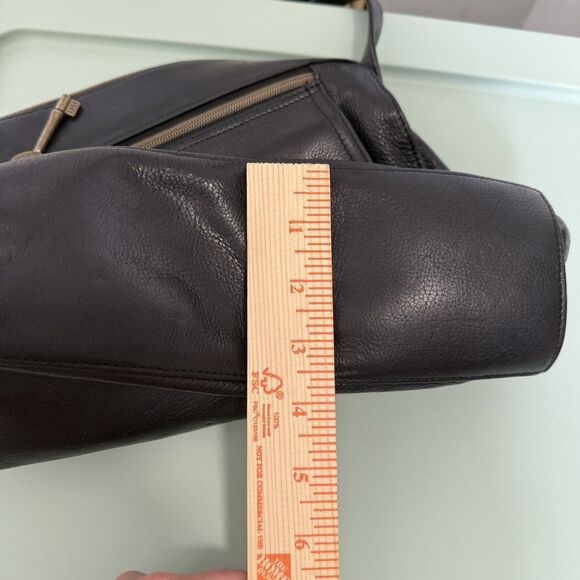 Vtg Fossil Leather Purse Crossbody Bag Black Key Charm Zips Grunge Capsule Boho - Picture 12 of 14